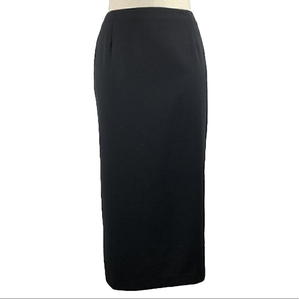 Eddie Bauer womens skirt size 14 black 41% wool  long modest vintage 90s Y2k